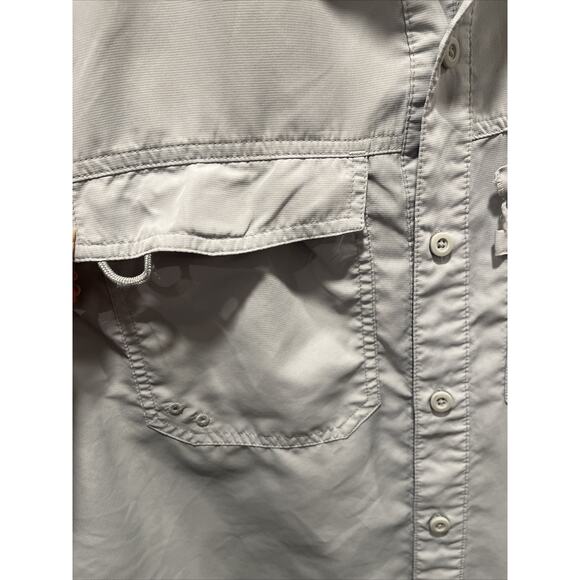 Realtree Shirt Mens Medium Gray Performance Fishing Short Sleeve Button Up - Picture 4 of 6